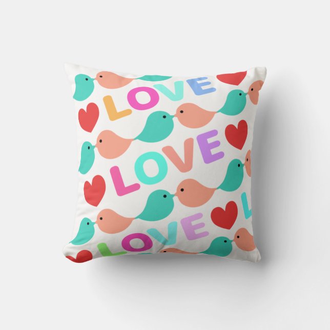 Cute Love Bird LOVE&CUTE White Cute lovebirds. Cushion (Front)