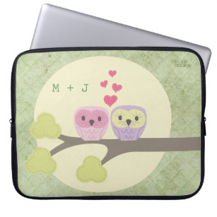 Cute Love Bird Owls Large Laptop Ipad Sleeve Bag