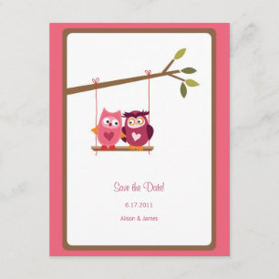 Cute Love Bird Owls Save the Date Annoucement