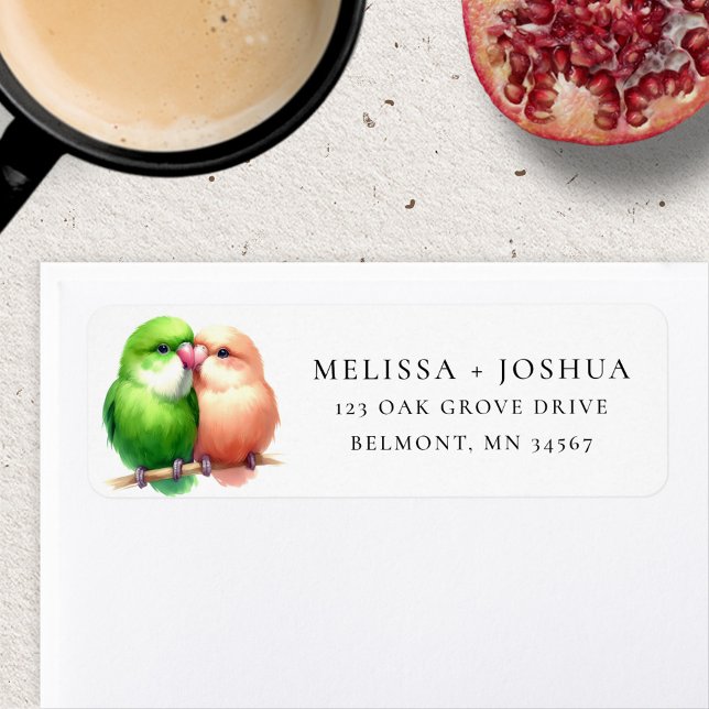 Cute Love Bird Pair Return Address Label (Creator Uploaded)