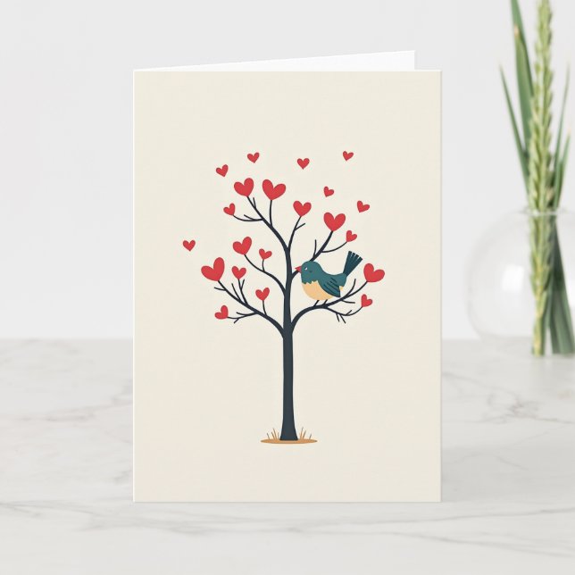 Cute Love Bird Tree Card (Front)