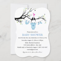 Cute Love Birds Boy Baby Shower Invite