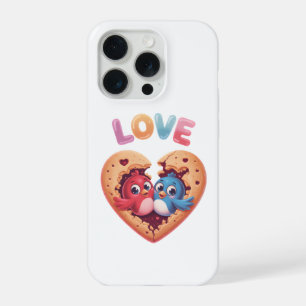 Cute Love Birds in a Heart Cookie iPhone 15 Pro Case