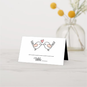 Cute Love Birds Lovebirds Black Wedding Escort Place Card