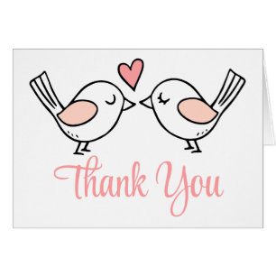 Cute Love Birds Lovebirds Pink Wedding Thank You