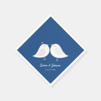 Cute Love Birds on Navy Blue Wedding