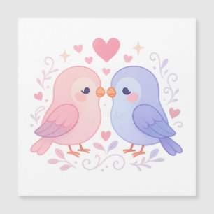 Cute Love Birds Pastel Romantic Illustration