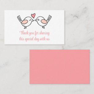Cute Love Birds Pink Thank You Lovebirds Wedding  Place Card