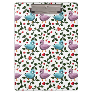 Cute Love Birds Seamless Pattern Romantic  Clipboard