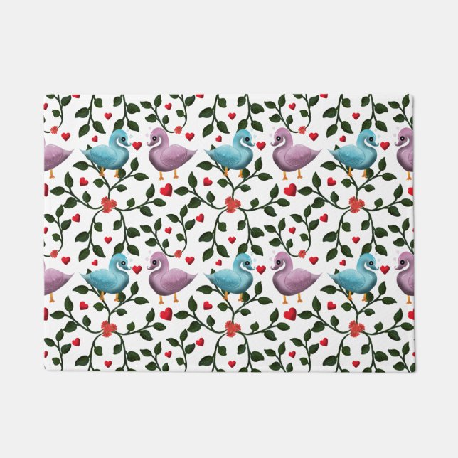 Cute Love Birds Seamless Pattern Romantic  Doormat (Front)