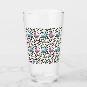 Cute Love Birds Seamless Pattern Romantic Glass