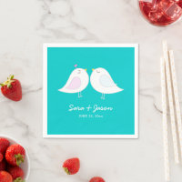 Cute Love Birds Teal Wedding
