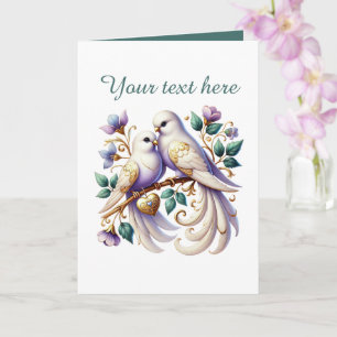 Cute love birds Wedding add text Card