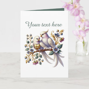 Cute love birds Wedding add text Card