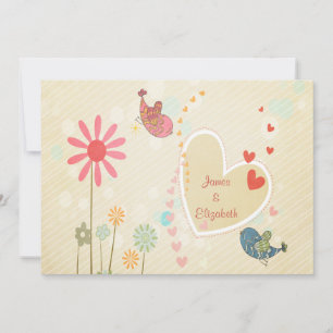 Cute Love Birds Wedding Invitation