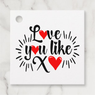 Cute Love Black Wedding Bridal Shower Red Hearts Favour Tags
