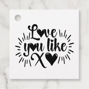 Cute Love Black White Wedding Bridal Shower X&O Favour Tags