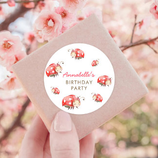 Cute Love Bug Birthday Party Favour Classic Round Sticker