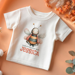 Cute Love Bug Watercolor Bumble Bee Baby Name T-Shirt