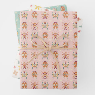 Cute Love Bugs Wrapping Paper Sheet