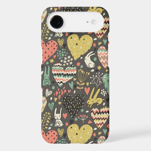 Cute love bunnies pattern with hearts Case-Mate iPhone case (Back)