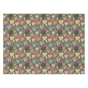 Cute love bunnies pattern with hearts tablecloth