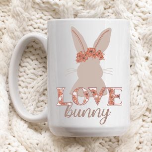 Cute Love bunny Floral Easter  Two-Tone Coffee Mug