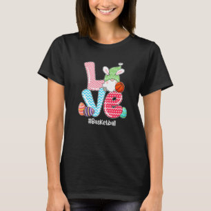 Cute LOVE Bunny Gnome Basketball Eggs Hunting East T-Shirt