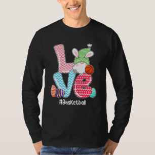 Cute Love Bunny Gnome Basketball Eggs Hunting East T-Shirt