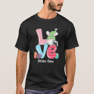 Cute LOVE Bunny Gnome Video Game Eggs Hunting East T-Shirt