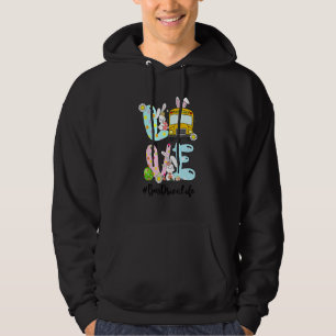 Cute Love Bunny School Bus Driver Life Happy Easte Hoodie
