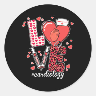 Cute Love Cardiology Valentine Cardiac Nurse Cvicu Classic Round Sticker