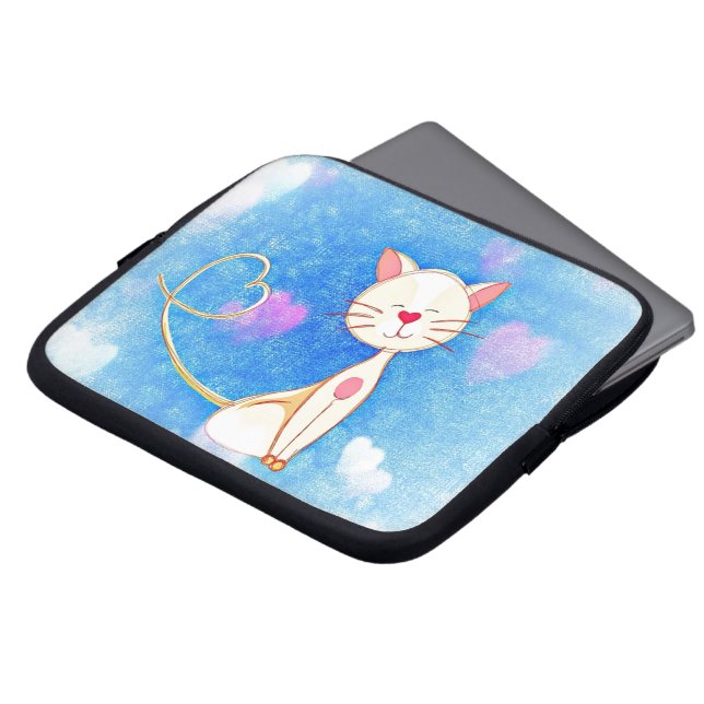 Cute Love Cat Laptop Sleeve (Front Top)