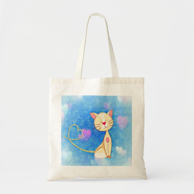Cute Love Cat Tote Bag (Front)