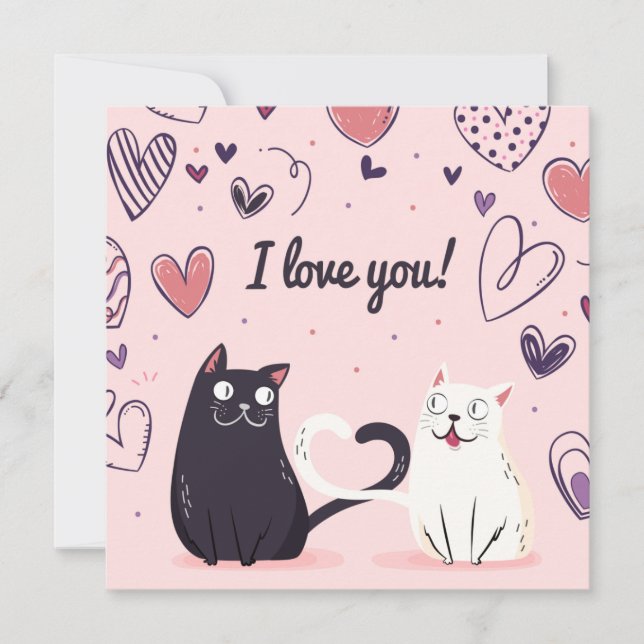 Cute Love Cats Holiday Card (Front)