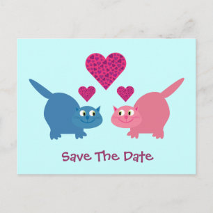 Cute Love Cats Save The Date Postcards