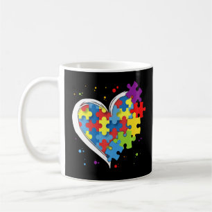 Cute Love Colourful Puzzle Piece Heart Autism Awar Coffee Mug