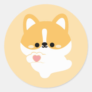 Cute Love Corgi Classic Round Sticker