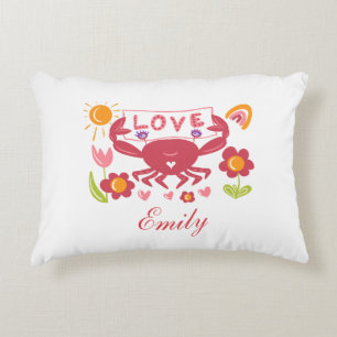 Cute Love Crab with Flowers baby t-shirt Decorative Cushion