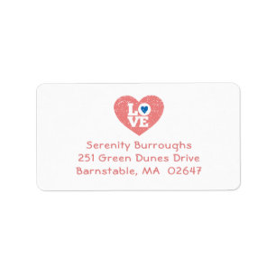 Cute Love Distressed Wedding Grunge Pink Heart Lab Label