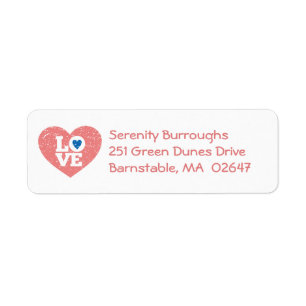 Cute Love Distressed Wedding Grunge Pink Heart Return Address Label