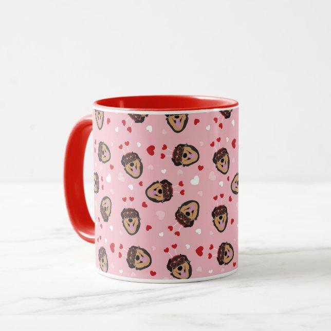 Cute Love Dog Pink Red Mug (Front Left)