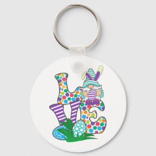 Cute Love Easter Bunny Egg Hunting Easter Gnome Key Ring
