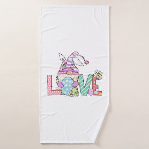 Cute Love Easter Bunny Gnome Easter Gift Bath Towel