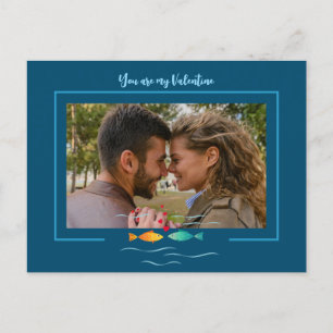 Cute love fish in ocean custom photo postcard