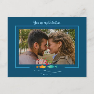 Cute love fish in ocean custom photo postcard
