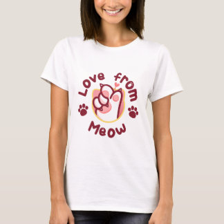 Cute Love From Meow Cat Paw Heart Gift T-Shirt