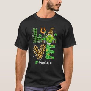 Cute Love Gigi Life Plaid Leopard Gnome St. Patric T-Shirt
