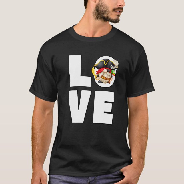 Cute Love Gnome In Pirate Costume Men For  Pirate  T-Shirt (Front)