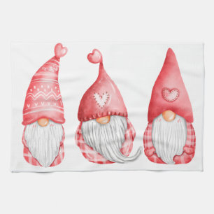Cute Love Gnomes Valentines Holiday Tea Towel